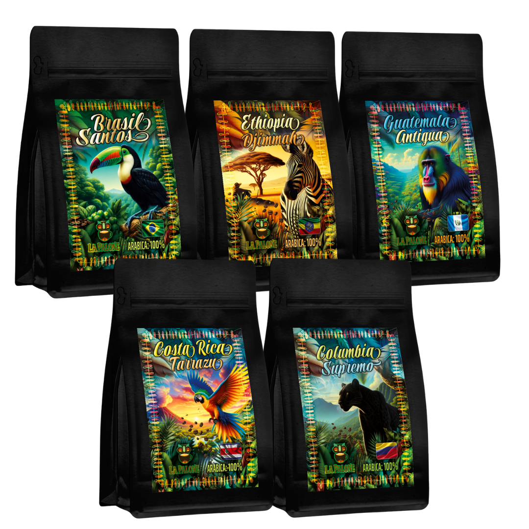 Zestaw degustacyjny kaw Arabica 100% 5x250g